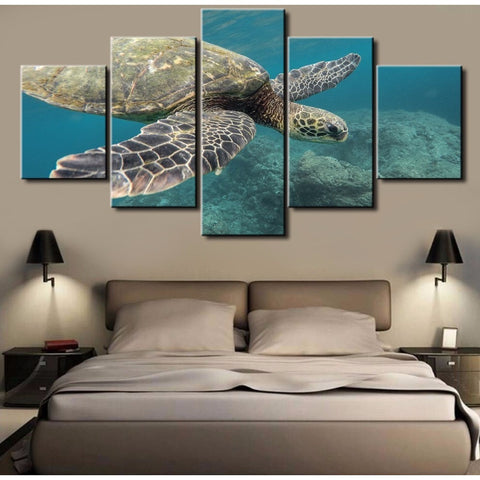 Flying Sea Turtle 5-Piece Canvas