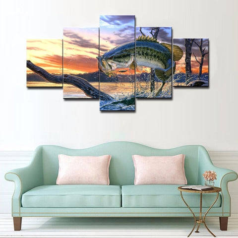 Bass Ass Fishing 5-piece Canvas