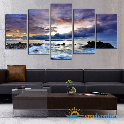 Ocean under Violet Sky 5-piece Canvas