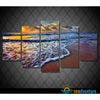 Sunset on Wave Beach 5-Piece Canvas