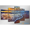 Sunset on Wave Beach 5-Piece Canvas