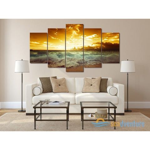 Majestic Sunset Waves 5-Piece Canvas