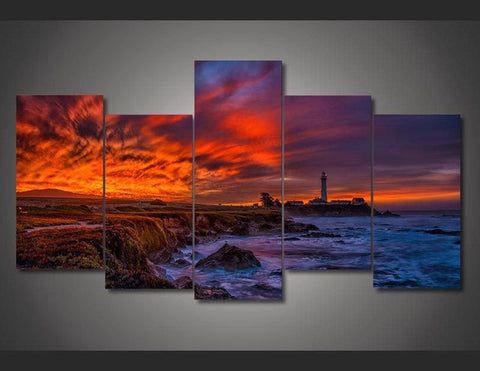 Lighthouse at sunset, Peggy's Cove 5-Piece Canvas