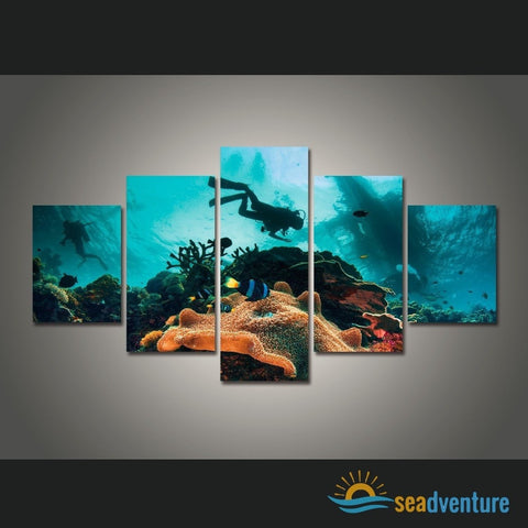 Diving in Scottburgh, in KwaZulu-Natal 5-Piece Canvas